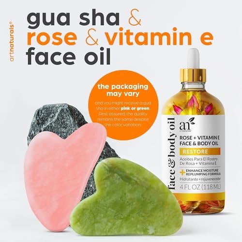 ArtNaturals Vitamin E Bio Oil 4oz + Gua Sha Facial Tools Set - Organic Face & Body Moisturizer for Scars, Stretch Marks, Cellulite & Nails Avelisse