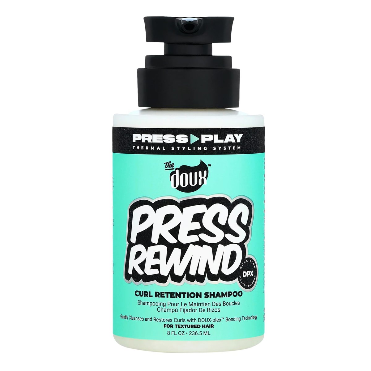 The Doux PRESS REWIND Curl Retention Shampoo – Anti-Frizz Hydrating Shampoo for Curly Hair with Aloe & Pataua Oil – Sulfate-Free, 8 oz Avelisse