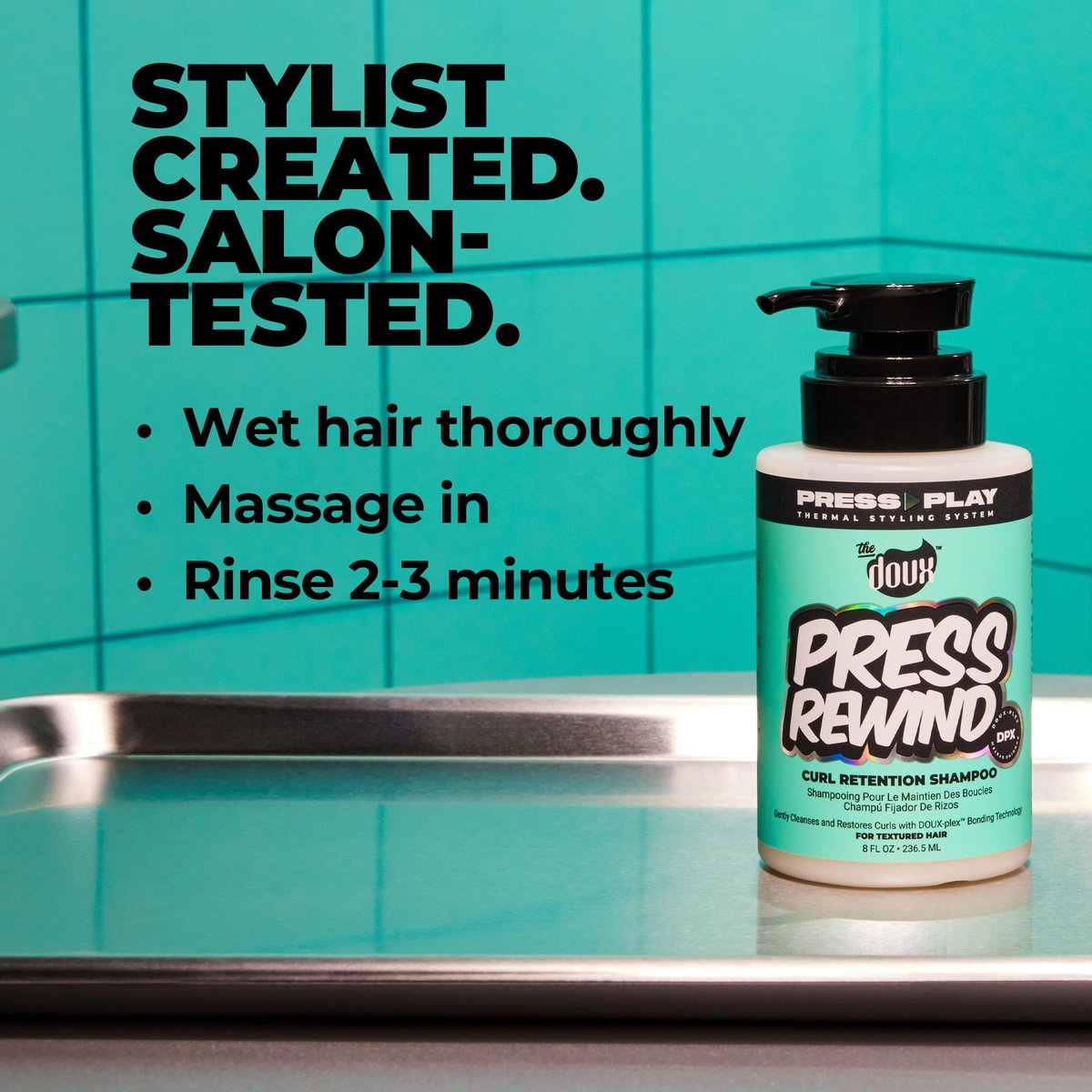The Doux PRESS REWIND Curl Retention Shampoo – Anti-Frizz Hydrating Shampoo for Curly Hair with Aloe & Pataua Oil – Sulfate-Free, 8 oz Avelisse
