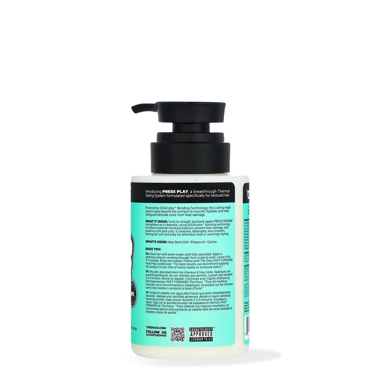 The Doux PRESS REWIND Curl Retention Shampoo – Anti-Frizz Hydrating Shampoo for Curly Hair with Aloe & Pataua Oil – Sulfate-Free, 8 oz Avelisse
