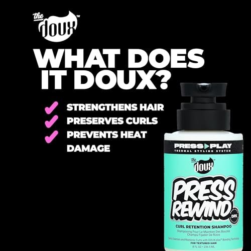 The Doux PRESS REWIND Curl Retention Shampoo – Anti-Frizz Hydrating Shampoo for Curly Hair with Aloe & Pataua Oil – Sulfate-Free, 8 oz Avelisse