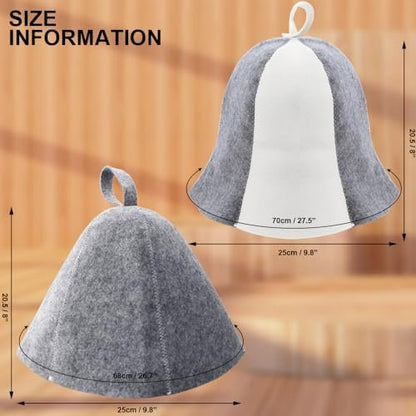 2 Pack Sauna Hat - Polished Wool Hat for Sauna, Banya Bath House Head Protection, Unisex Russian Banya Hat for Men and Women, White