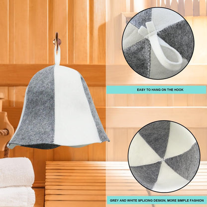 2 Pack Sauna Hat - Polished Wool Hat for Sauna, Banya Bath House Head Protection, Unisex Russian Banya Hat for Men and Women, White