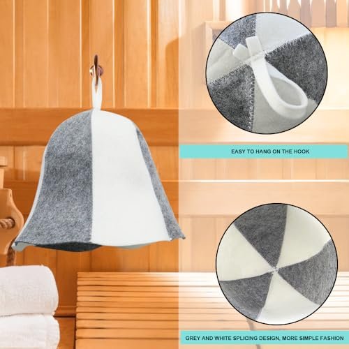 2 Pack Sauna Hat - Polished Wool Hat for Sauna, Banya Bath House Head Protection, Unisex Russian Banya Hat for Men and Women, White - görsel 6