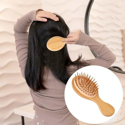 Natural Bamboo Mini Paddle Detangling Hairbrush - Portable Bamboo Bristles Scalp Massage Comb for Women, Men & Kids - Anti-Static Travel Brush for Thick, Thin, Curly & Dry Hair