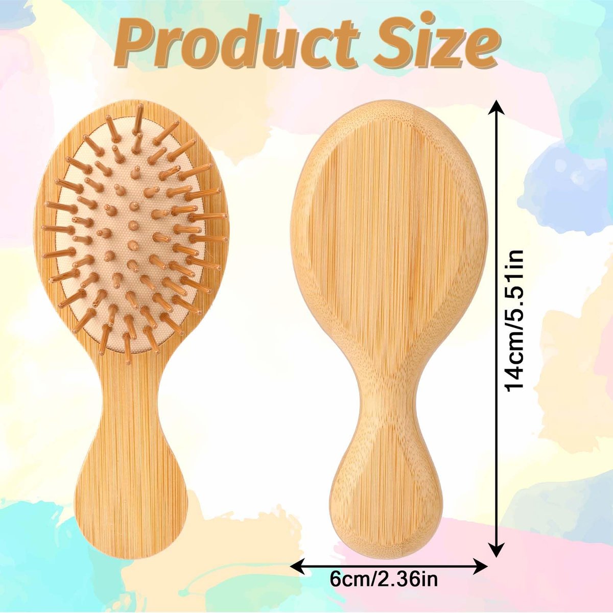 Natural Bamboo Mini Paddle Detangling Hairbrush - Portable Bamboo Bristles Scalp Massage Comb for Women, Men & Kids - Anti-Static Travel Brush for Thick, Thin, Curly & Dry Hair - görsel 5