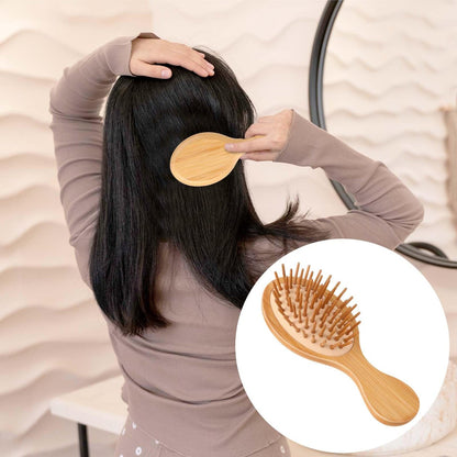 Natural Bamboo Mini Paddle Detangling Hairbrush - Portable Bamboo Bristles Scalp Massage Comb for Women, Men & Kids - Anti-Static Travel Brush for Thick, Thin, Curly & Dry Hair