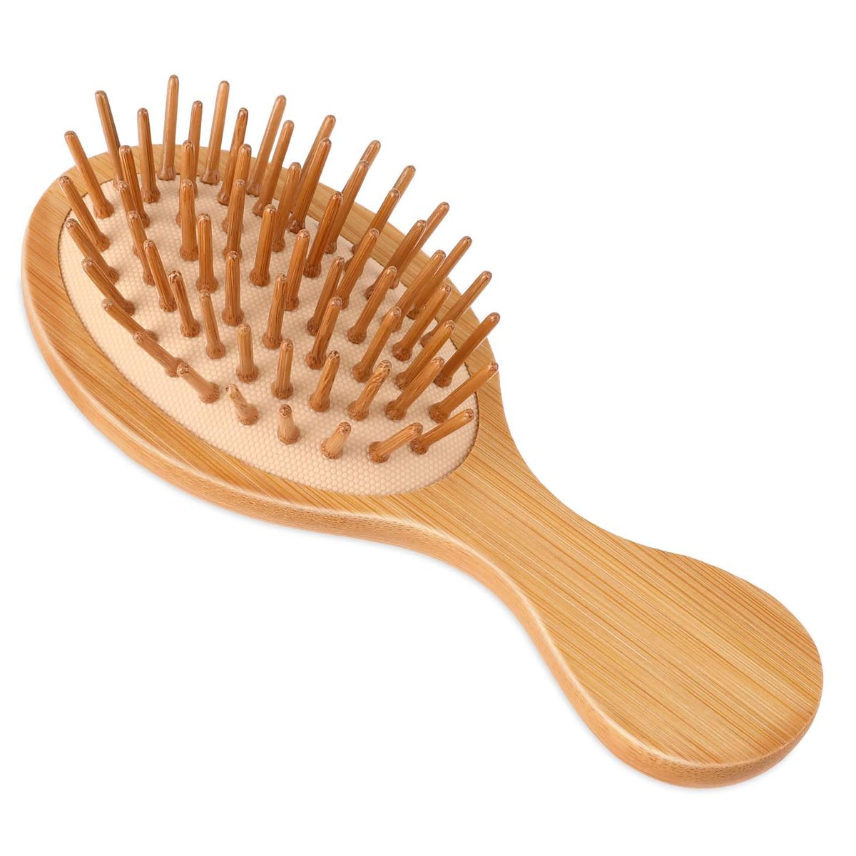 Natural Bamboo Mini Paddle Detangling Hairbrush - Portable Bamboo Bristles Scalp Massage Comb for Women, Men & Kids - Anti-Static Travel Brush for Thick, Thin, Curly & Dry Hair - görsel 1