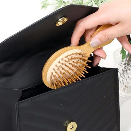 Natural Bamboo Mini Paddle Detangling Hairbrush - Portable Bamboo Bristles Scalp Massage Comb for Women, Men & Kids - Anti-Static Travel Brush for Thick, Thin, Curly & Dry Hair - görsel 8