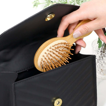 Natural Bamboo Mini Paddle Detangling Hairbrush - Portable Bamboo Bristles Scalp Massage Comb for Women, Men & Kids - Anti-Static Travel Brush for Thick, Thin, Curly & Dry Hair