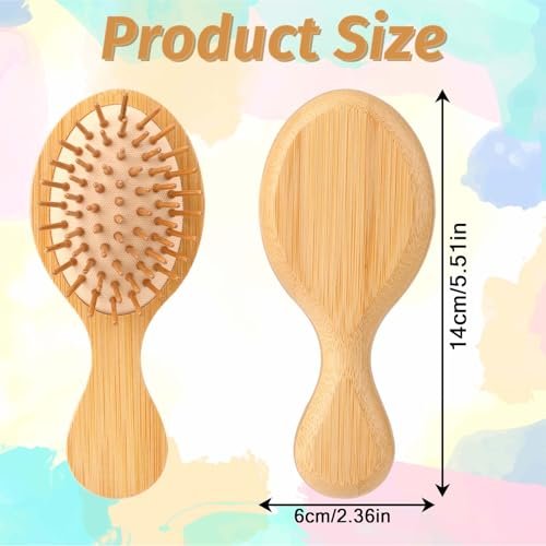Natural Bamboo Mini Paddle Detangling Hairbrush - Portable Bamboo Bristles Scalp Massage Comb for Women, Men & Kids - Anti-Static Travel Brush for Thick, Thin, Curly & Dry Hair - görsel 6