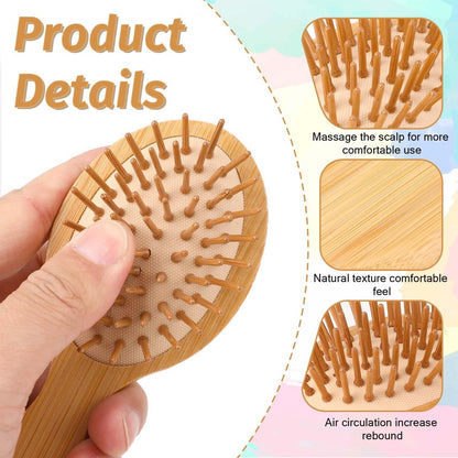 Natural Bamboo Mini Paddle Detangling Hairbrush - Portable Bamboo Bristles Scalp Massage Comb for Women, Men & Kids - Anti-Static Travel Brush for Thick, Thin, Curly & Dry Hair