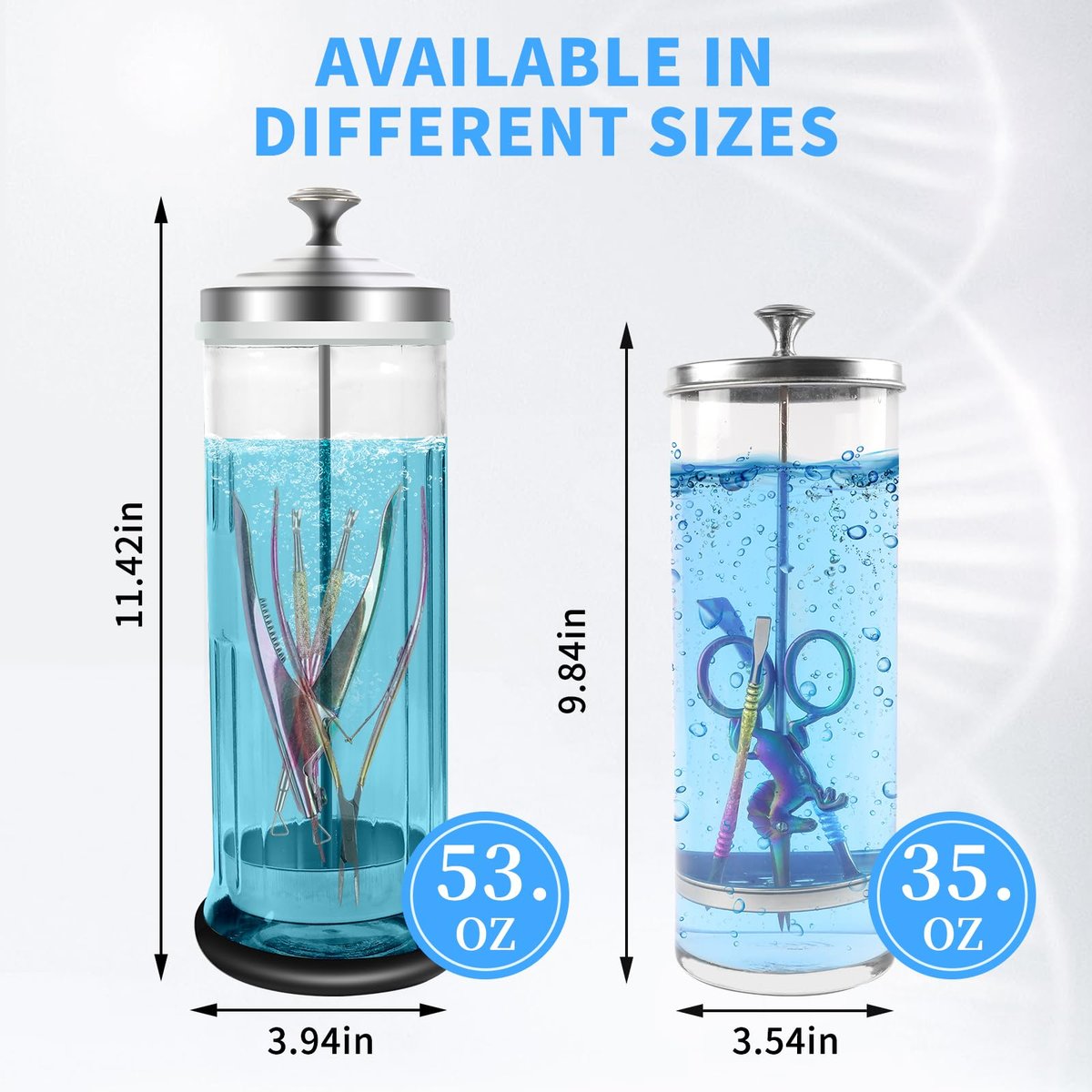 42.3 oz Barbicide Disinfectant Jar with Anti-Slip Pad - Large 1250 ml Disinfectant Container for Nail Tools, Barber & Spa Implements with Removable Straining Tray (Clear) Avelisse