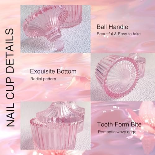CORFULRA Monomer Dish - Large Glass Dappen Dish for Acrylic Nail Powder, Acetone Nail Polish Remover Holder - Pink - görsel 4