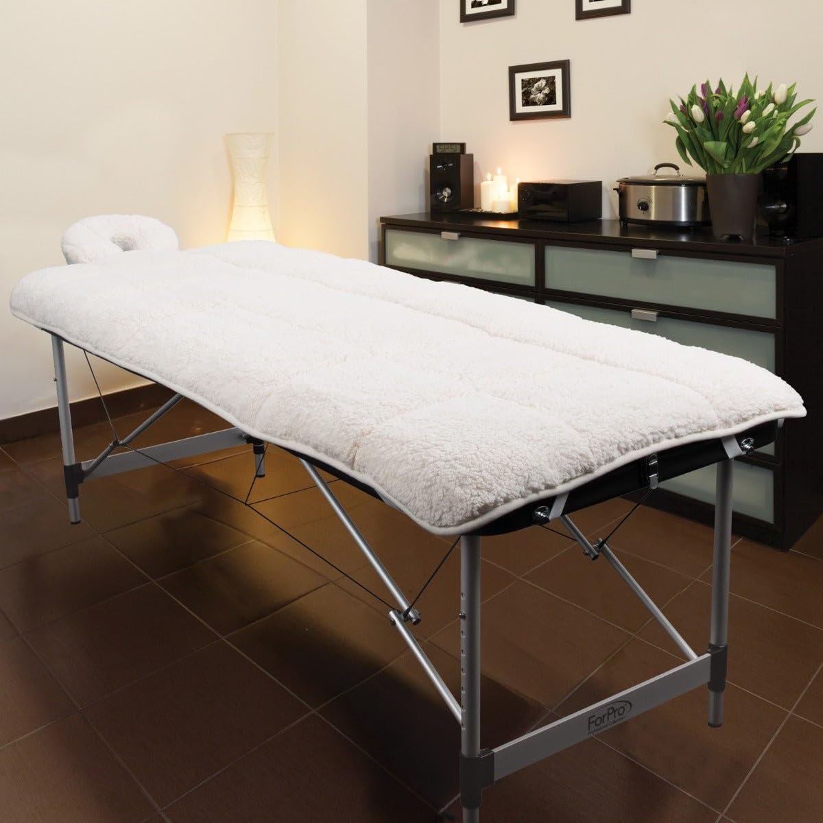 ForPro Premium Quilted Fleece Table Pad Set - Natural, Extra Soft, Hypoallergenic Massage Table Pad with Face Rest Cover Avelisse