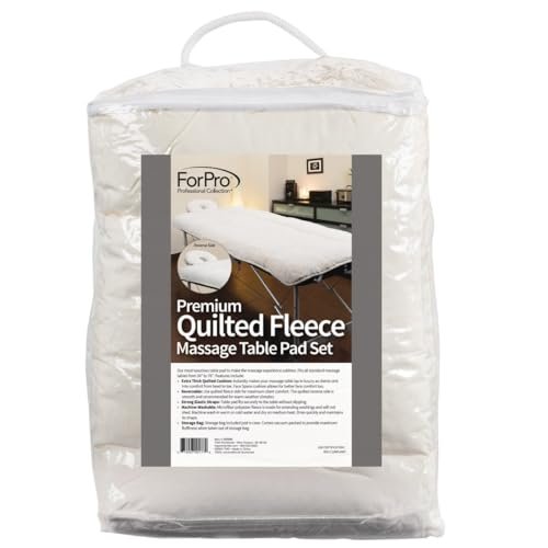 ForPro Premium Quilted Fleece Table Pad Set - Natural, Extra Soft, Hypoallergenic Massage Table Pad with Face Rest Cover Avelisse