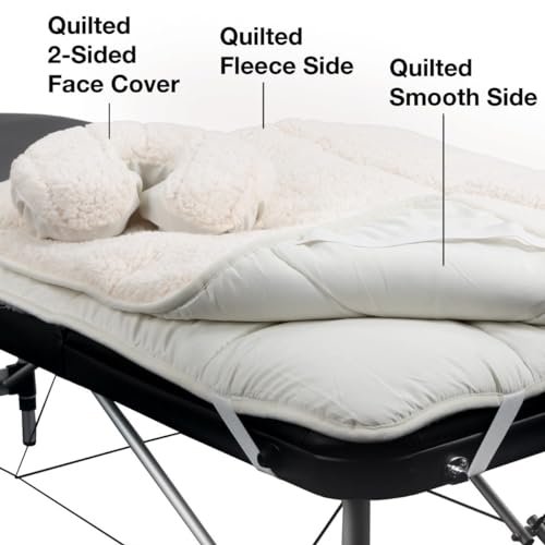 ForPro Premium Quilted Fleece Table Pad Set - Natural, Extra Soft, Hypoallergenic Massage Table Pad with Face Rest Cover Avelisse