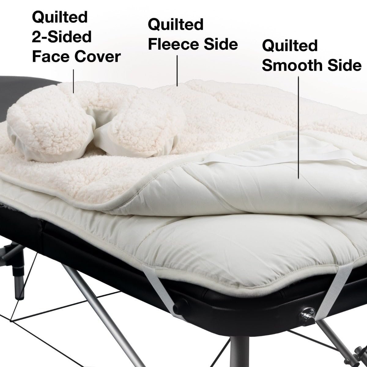 ForPro Premium Quilted Fleece Table Pad Set - Natural, Extra Soft, Hypoallergenic Massage Table Pad with Face Rest Cover Avelisse