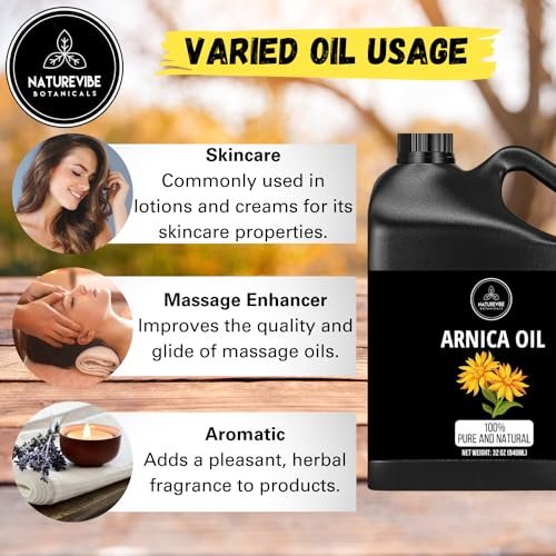 Naturevibe Botanicals Arnica Oil 32 oz - 100% Pure & Natural for Skin and Hair Care Avelisse
