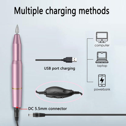 Electric Nail Drill Power Cord Replacement USB Charger for Portable Nail Drills
