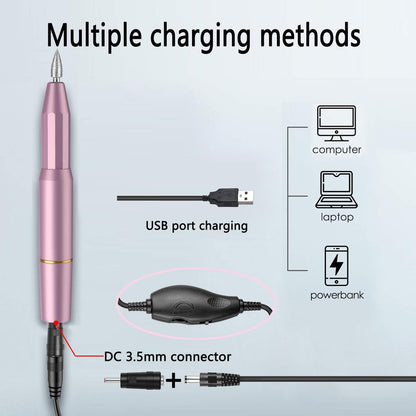 Electric Nail Drill Power Cord Replacement USB Charger for Portable Nail Drills