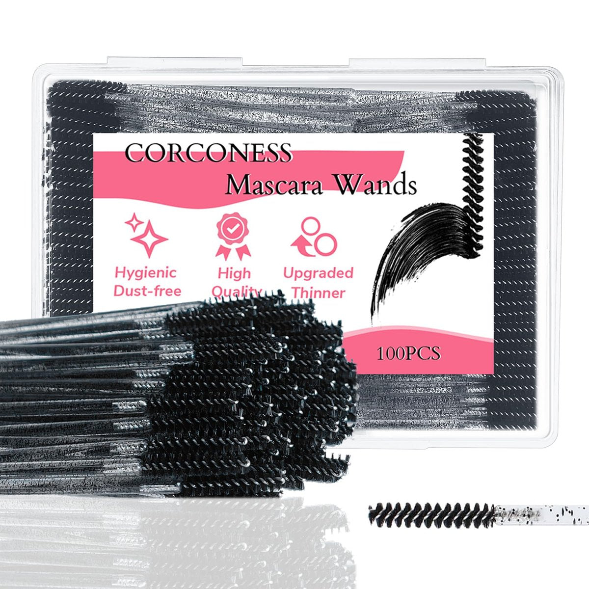 Corconess 100Pcs Mini Spoolies for Eyelash Extensions - Disposable Lash Spoolies, Micro Eyebrow Brush, Mascara Wands, Lash Tech Supplies - görsel 1
