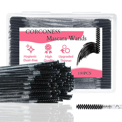 Corconess 100Pcs Mini Spoolies for Eyelash Extensions - Disposable Lash Spoolies, Micro Eyebrow Brush, Mascara Wands, Lash Tech Supplies