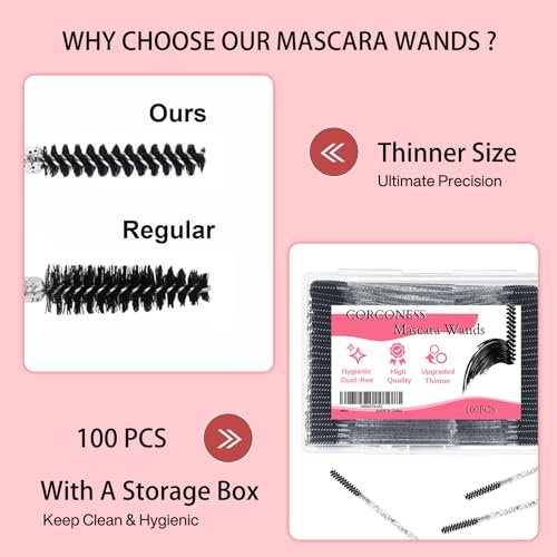 Corconess 100Pcs Mini Spoolies for Eyelash Extensions - Disposable Lash Spoolies, Micro Eyebrow Brush, Mascara Wands, Lash Tech Supplies - görsel 4