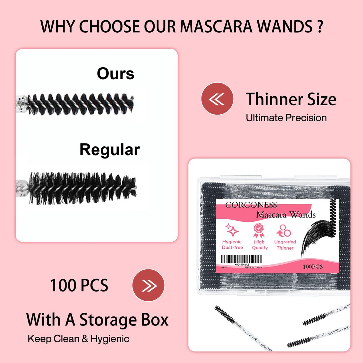Corconess 100Pcs Mini Spoolies for Eyelash Extensions - Disposable Lash Spoolies, Micro Eyebrow Brush, Mascara Wands, Lash Tech Supplies - görsel 3