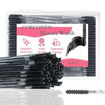 Corconess 100Pcs Mini Spoolies for Eyelash Extensions - Disposable Lash Spoolies, Micro Eyebrow Brush, Mascara Wands, Lash Tech Supplies