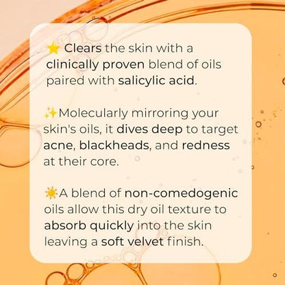 Murmure - Bisou Clarifying & Exfoliating Face Oil with Salicylic Acid, Copaiba & Licorice Root for Blackheads, Blemishes & Redness – All Skin Types, Sensitive Skin (1 oz)