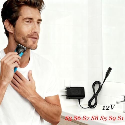SEEHOM 12V Charger Compatible with Braun Shaver S3 S6 S7 S8 S5 S9 S1 Series 1 3 5 6 7 8 9 340 3040s 390cc 720 790cc Wall Power Adapter Charging Cord for Electric Razor Trimmer - görsel 6