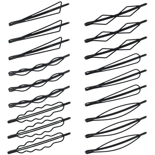 Naturahand 18 PCS Geometric Metal Hair Clips - 2.7 Inch Minimalist Hair Pins for Women and Girls, Wave Hair Barrettes for Wedding Dainty Styling Accessories (Black, 6 Styles) - görsel 2