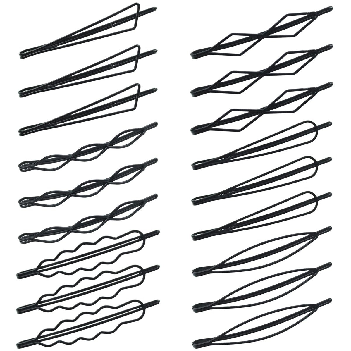 Naturahand 18 PCS Geometric Metal Hair Clips - 2.7 Inch Minimalist Hair Pins for Women and Girls, Wave Hair Barrettes for Wedding Dainty Styling Accessories (Black, 6 Styles) - görsel 1