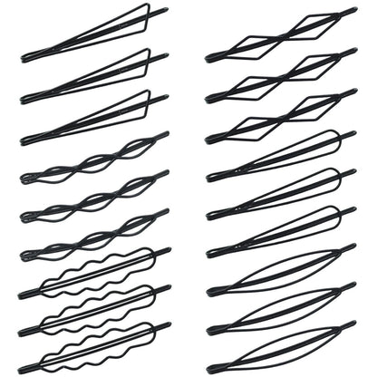 Naturahand 18 PCS Geometric Metal Hair Clips - 2.7 Inch Minimalist Hair Pins for Women and Girls, Wave Hair Barrettes for Wedding Dainty Styling Accessories (Black, 6 Styles)