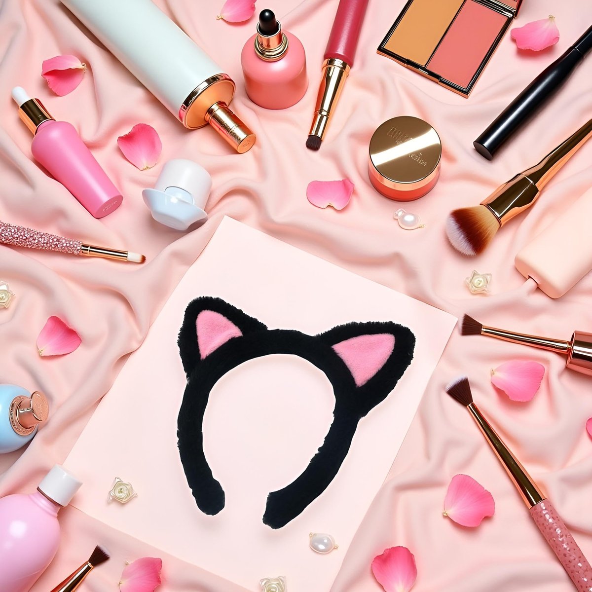 Plush Cat Ears Headbands - Soft Hair Accessories for Makeup, Shower, Teen Girls and Women - görsel 8