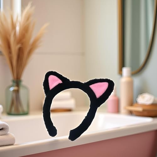 Plush Cat Ears Headbands - Soft Hair Accessories for Makeup, Shower, Teen Girls and Women - görsel 11