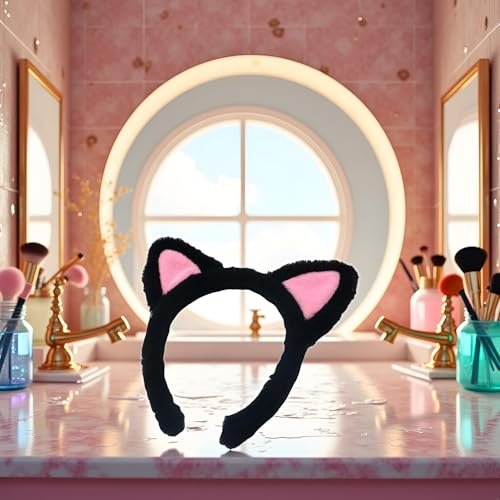 Plush Cat Ears Headbands - Soft Hair Accessories for Makeup, Shower, Teen Girls and Women - görsel 15