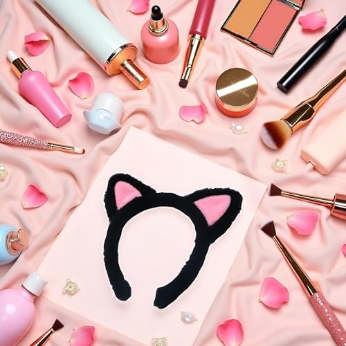 Plush Cat Ears Headbands - Soft Hair Accessories for Makeup, Shower, Teen Girls and Women - görsel 9