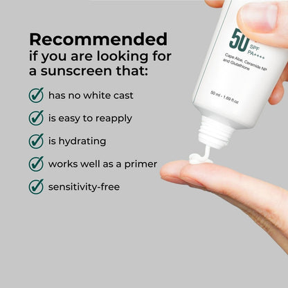 P.CALM Water Barrier Moisturizing Sun Cream – Matte-Finish SPF 50+ PA++++ Vegan Sunscreen for Dry, Oily & Sensitive Skin, No White Cast, Korean Skincare