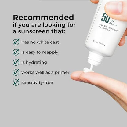 P.CALM Water Barrier Moisturizing Sun Cream – Matte-Finish SPF 50+ PA++++ Vegan Sunscreen for Dry, Oily & Sensitive Skin, No White Cast, Korean Skincare