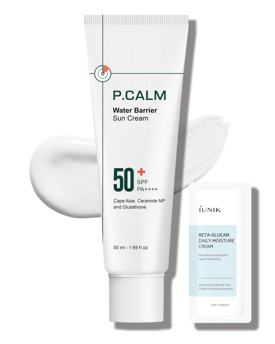 P.CALM Water Barrier Moisturizing Sun Cream – Matte-Finish SPF 50+ PA++++ Vegan Sunscreen for Dry, Oily & Sensitive Skin, No White Cast, Korean Skincare - görsel 1