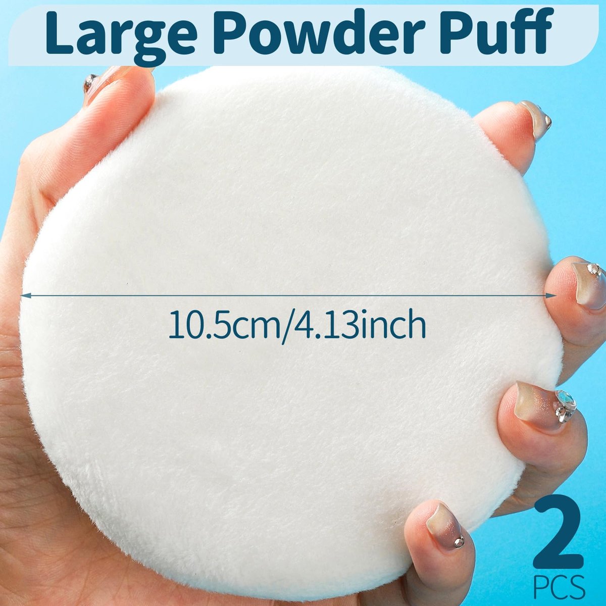 Teenitor 2-Pack Large Powder Puff for Body – Soft Velour Loose Powder Puff (White, 4.13 Inch) - görsel 3
