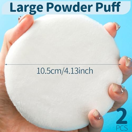 Teenitor 2-Pack Large Powder Puff for Body – Soft Velour Loose Powder Puff (White, 4.13 Inch) - görsel 4