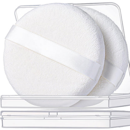 Teenitor 2-Pack Large Powder Puff for Body – Soft Velour Loose Powder Puff (White, 4.13 Inch)
