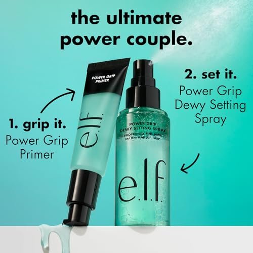 e.l.f. Power Grip Dewy Setting Spray - Ultra Fine Mist with Hyaluronic Acid for Hydrated, Dewy Finish - Vegan & Cruelty-Free Avelisse