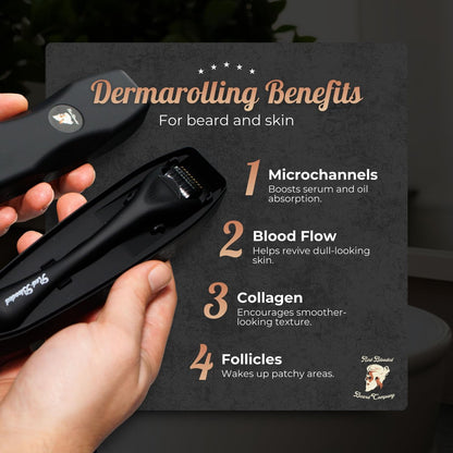 Beard Derma Roller for Beard Growth & Scalp Hair Care – Microneedle Roller with Titanium Needles for Thicker-Looking Beard, Minoxidil Roller for Men