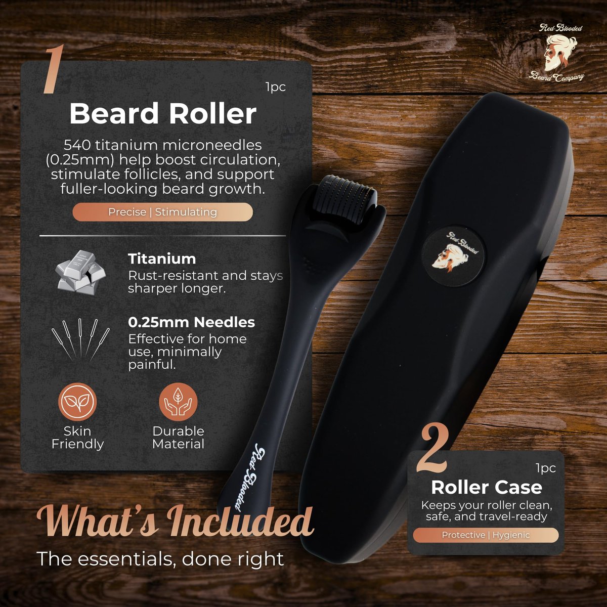 Beard Derma Roller for Beard Growth & Scalp Hair Care – Microneedle Roller with Titanium Needles for Thicker-Looking Beard, Minoxidil Roller for Men - görsel 11