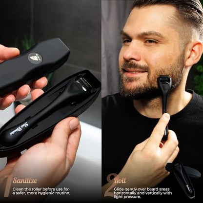 Beard Derma Roller for Beard Growth & Scalp Hair Care – Microneedle Roller with Titanium Needles for Thicker-Looking Beard, Minoxidil Roller for Men