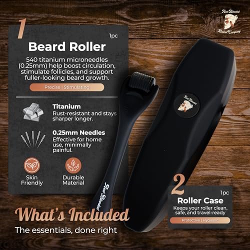 Beard Derma Roller for Beard Growth & Scalp Hair Care – Microneedle Roller with Titanium Needles for Thicker-Looking Beard, Minoxidil Roller for Men - görsel 12